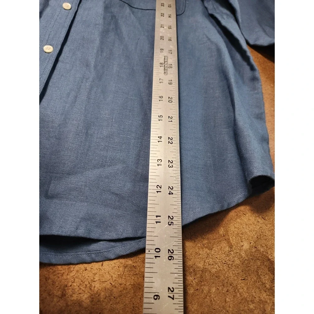 Ralph Lauren Shirt Womens Large Blue Linen Long Sleeve Button Up Beachy Coastal - Picture 13 of 15